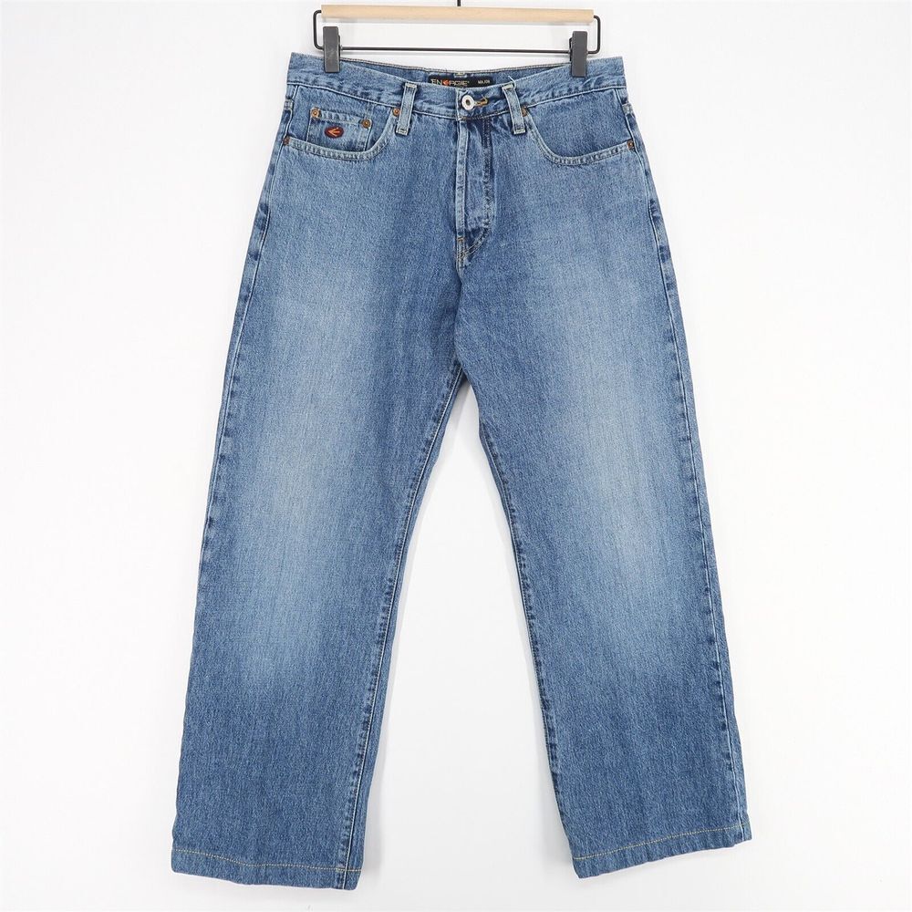 Energie Major Jeans Mens 30x28 Blue 100% Cotton Button Fly Made In Italy Hemmed*